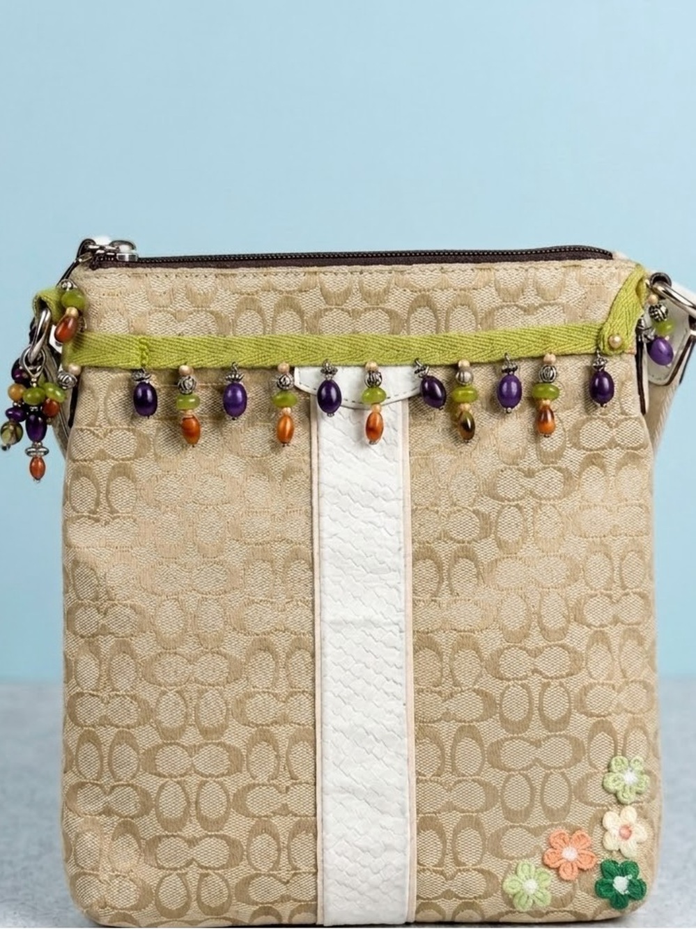Vintage Coach Jacquard Crossbody Bag Boho Beaded Y2K Whimsigoth Floral